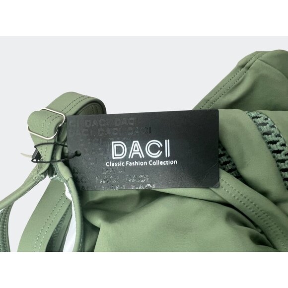 Daci Olive Green One-Piece Swimsuit With Adjustable Straps & Waist Detail 20W - Picture 9 of 15